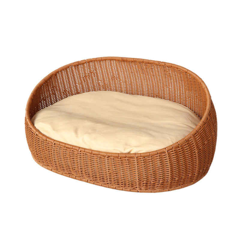 A dog and cat rattan pet nest