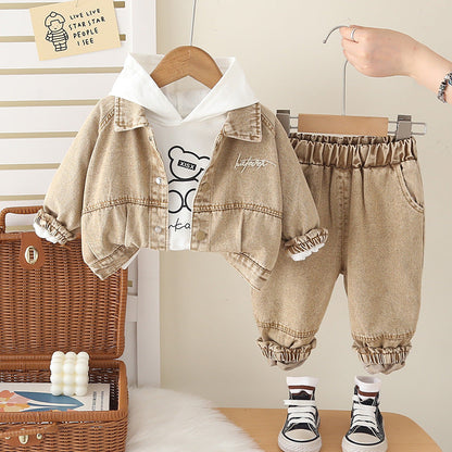 A children's denim three-piece set