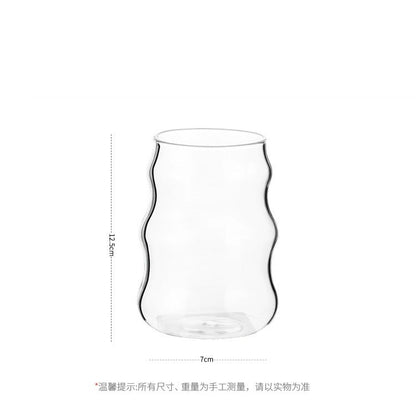A cloud cup ins wind coffee glass cup spiral stripe straw cup high borosilicate glass