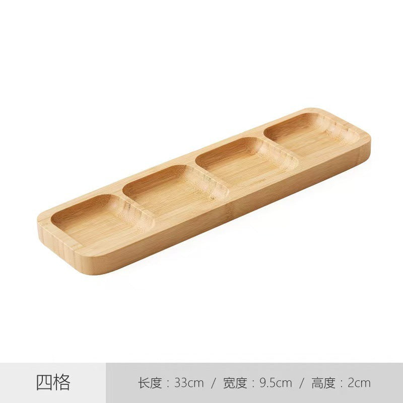 A Japanese-style bamboo and wood dried fruit plate