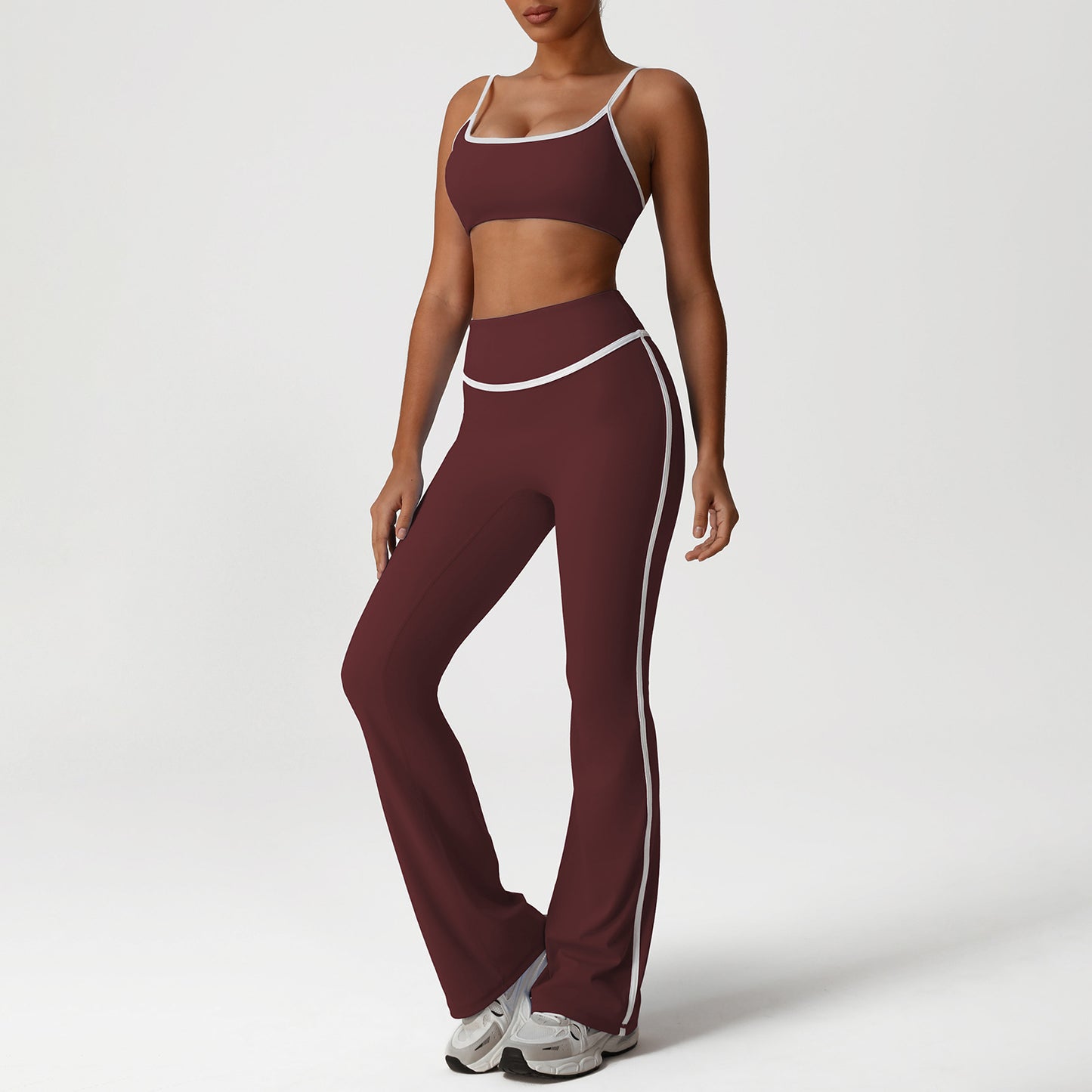 A sports suit women's contrasting colors, beautiful back, tight body, nude yoga suit, running fitness yoga suit