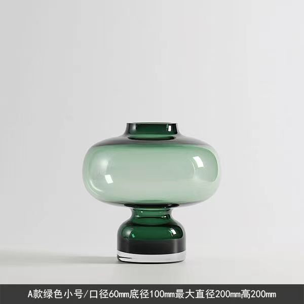 A Nordic light luxury gourd glass vase transparent big belly creative living room bedroom flower arrangement soft decoration ornament vase