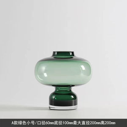 A Nordic light luxury gourd glass vase transparent big belly creative living room bedroom flower arrangement soft decoration ornament vase
