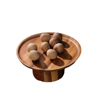 A Acacia wood tall cake display tray photo rack fruit plate snack cake plate dessert rack