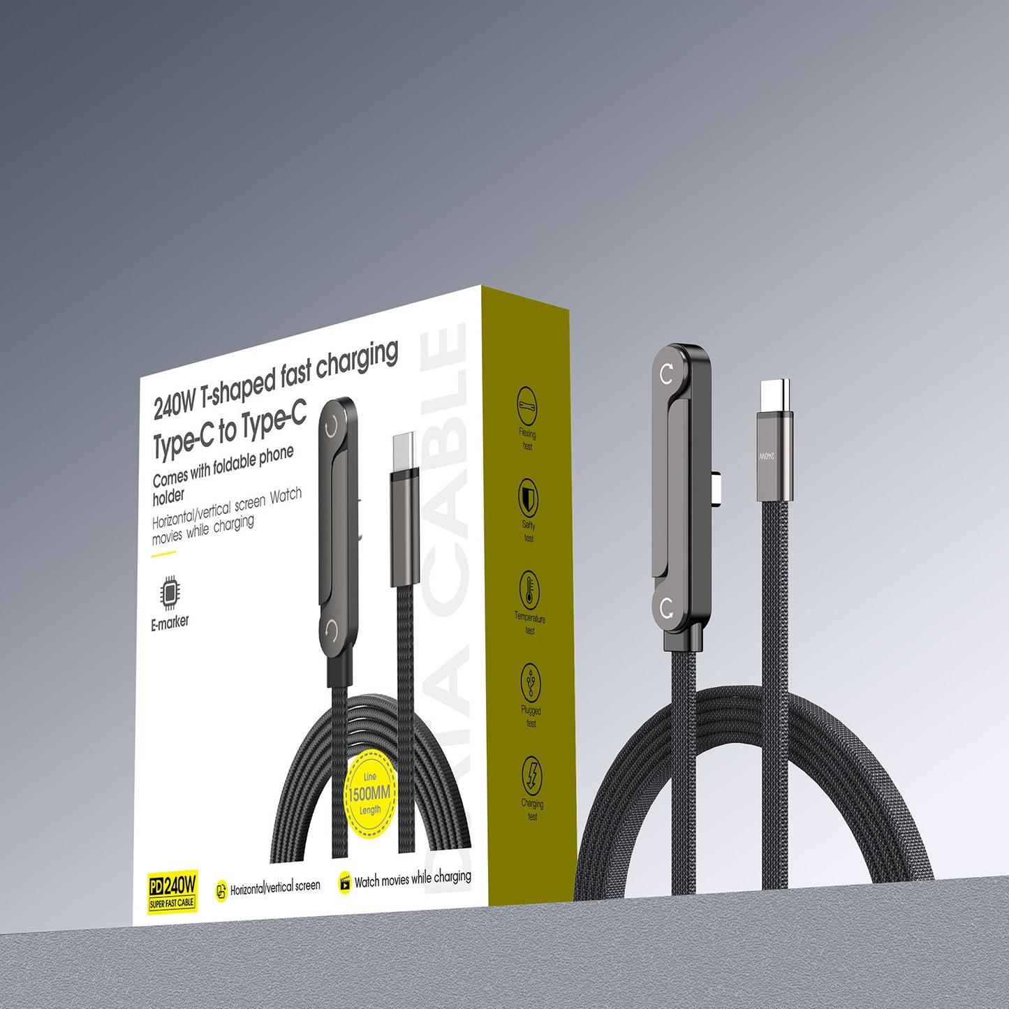 A 240W fast charging Type-C elbow data cable