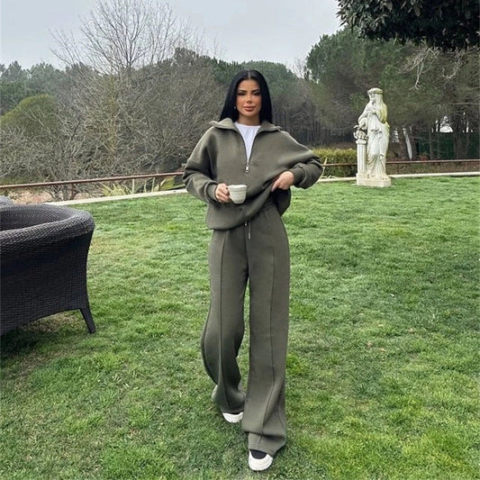 A sweater and trousers two-piece set