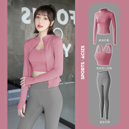 A Yoga clothes women's spring summer tight and thin gym clothes morning running sports suit body sculpting