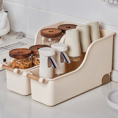 A push-pull pulley plastic storage box