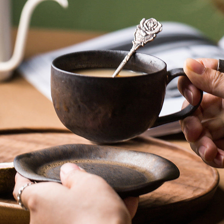 A ceramic cup and saucer set