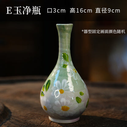 A Jingdezhen handmade oil painting vase dried flower home decoration TV cabinet ornament wine cabinet TV cabinet ceramic flower device