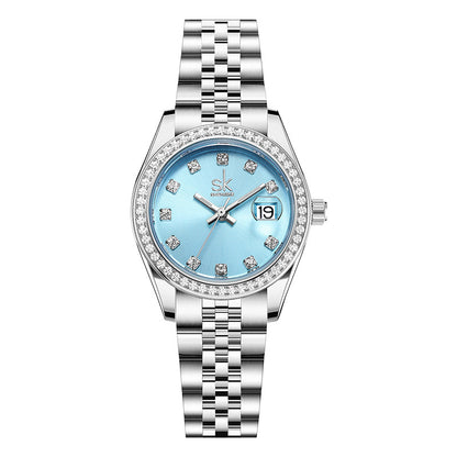 A SK watch women's waterproof zircon temperament quartz watch niche light luxury women's student watch
