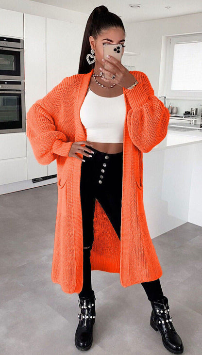 A long knit jacket