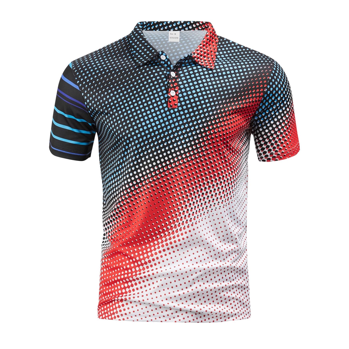 A Summer Men's European and American Cross-border Shirt 3D Printing Geometric Explosive Short Sleeve Outdoor Street Lapel POLO Shirt