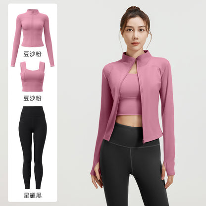 A Spring and Autumn Yoga Clothing Three-piece Skinny Fitness Clothing Morning Running Sports Suit