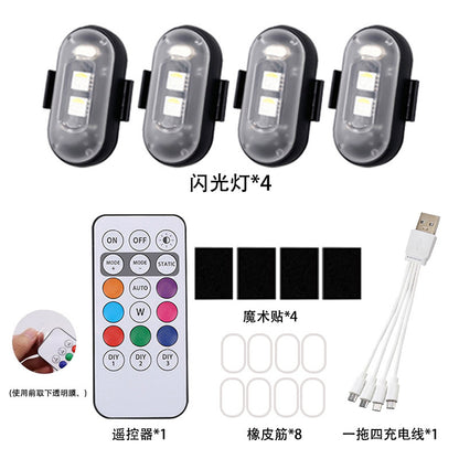A wireless remote control aircraft light, car and motorcycle universal colorful flash warning light drone pilot light charging