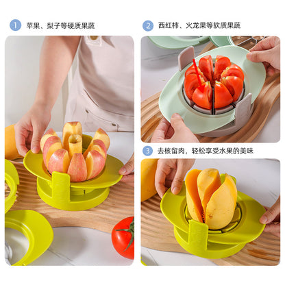 A four-piece set of apple cutting, stainless steel fruit cutter, apple slicer set, household pitted fruit slicing and dividing