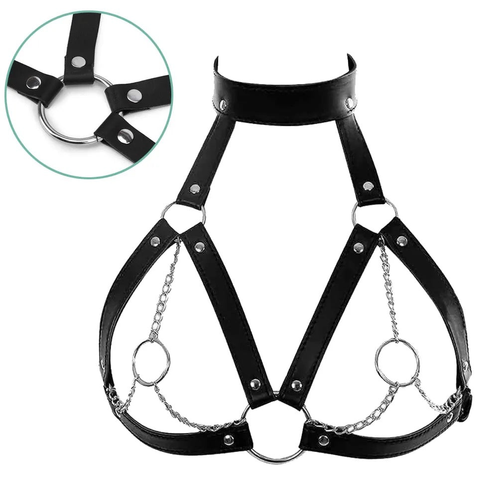 Air freight free shipping leather chest strap sexy neck chest strap chest chain