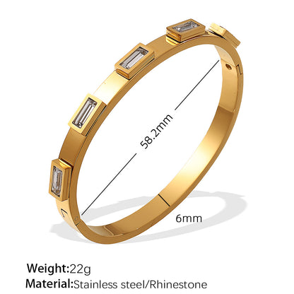 A European and American hot selling ins style titanium steel bracelet hexagram star snap buckle bracelet 18k gold-plated stainless steel zircon bracelet