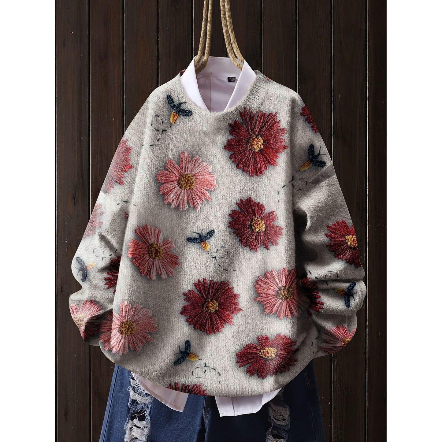 A printed sweater