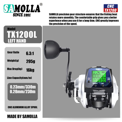 A digital display water drop wheel sea fishing raft fishing boat usb charging temperature time