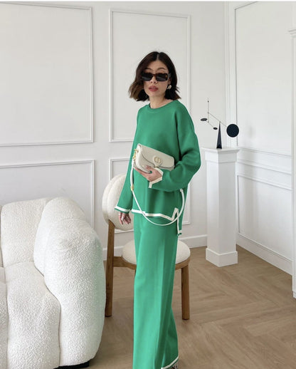 A Women's Long Sleeve Knitted Suit