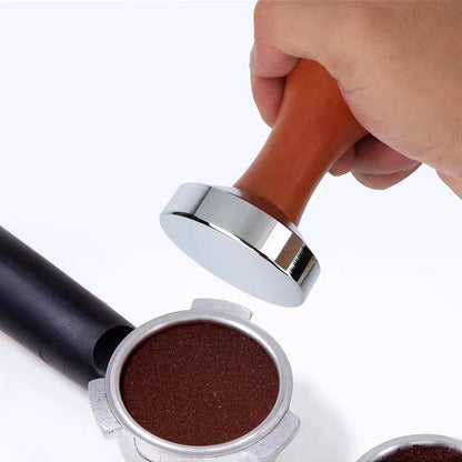 A Powder Press Stainless Iron Solid Italian Coffee Solid Wood Powder Press Hammer Coffee Filler Commercial Household Filler