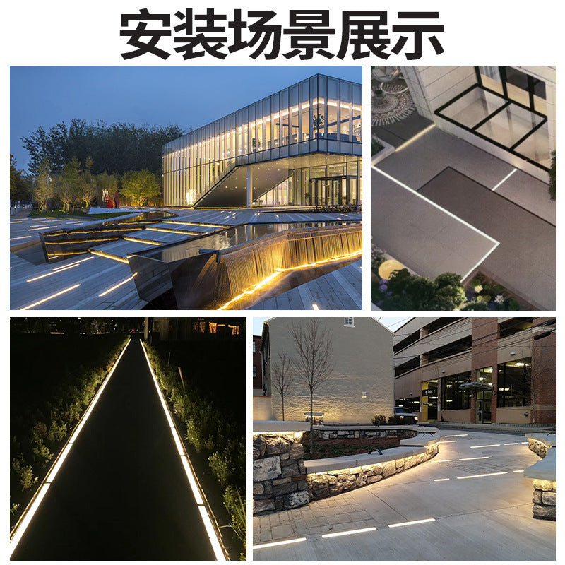 A Outdoor waterproof long floor tile light Underground lighting Lane pre-buried line light Embedded led step buried light
