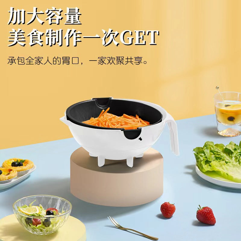 A Kitchen with hand guard vegetable cutter, potato wipe silk slicer, drain, round stainless steel vegetable cutter