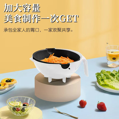 A Kitchen with hand guard vegetable cutter, potato wipe silk slicer, drain, round stainless steel vegetable cutter