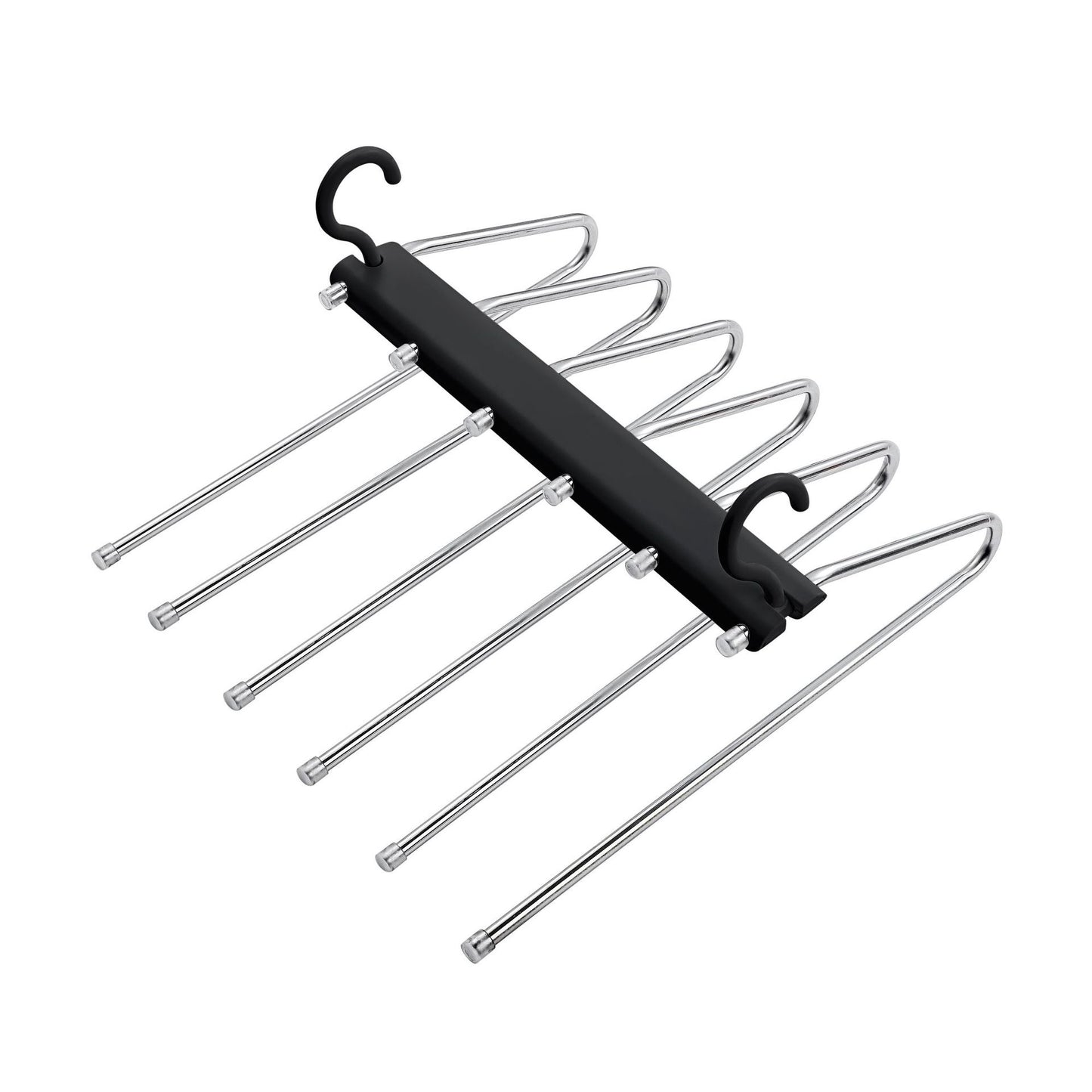 A stainless steel pants storage rack