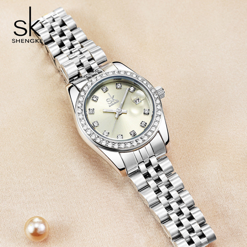 A SK watch women's waterproof zircon temperament quartz watch niche light luxury women's student watch