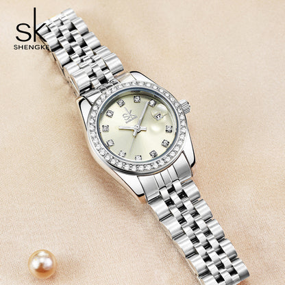 A SK watch women's waterproof zircon temperament quartz watch niche light luxury women's student watch