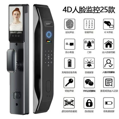 A door fingerprint lock tuya smart lock password lock mobile phone tuya smart cat's eye anti-theft door handle thickening