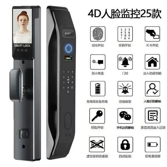 A door fingerprint lock tuya smart lock password lock mobile phone tuya smart cat's eye anti-theft door handle thickening