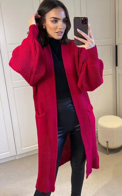 A long knit jacket