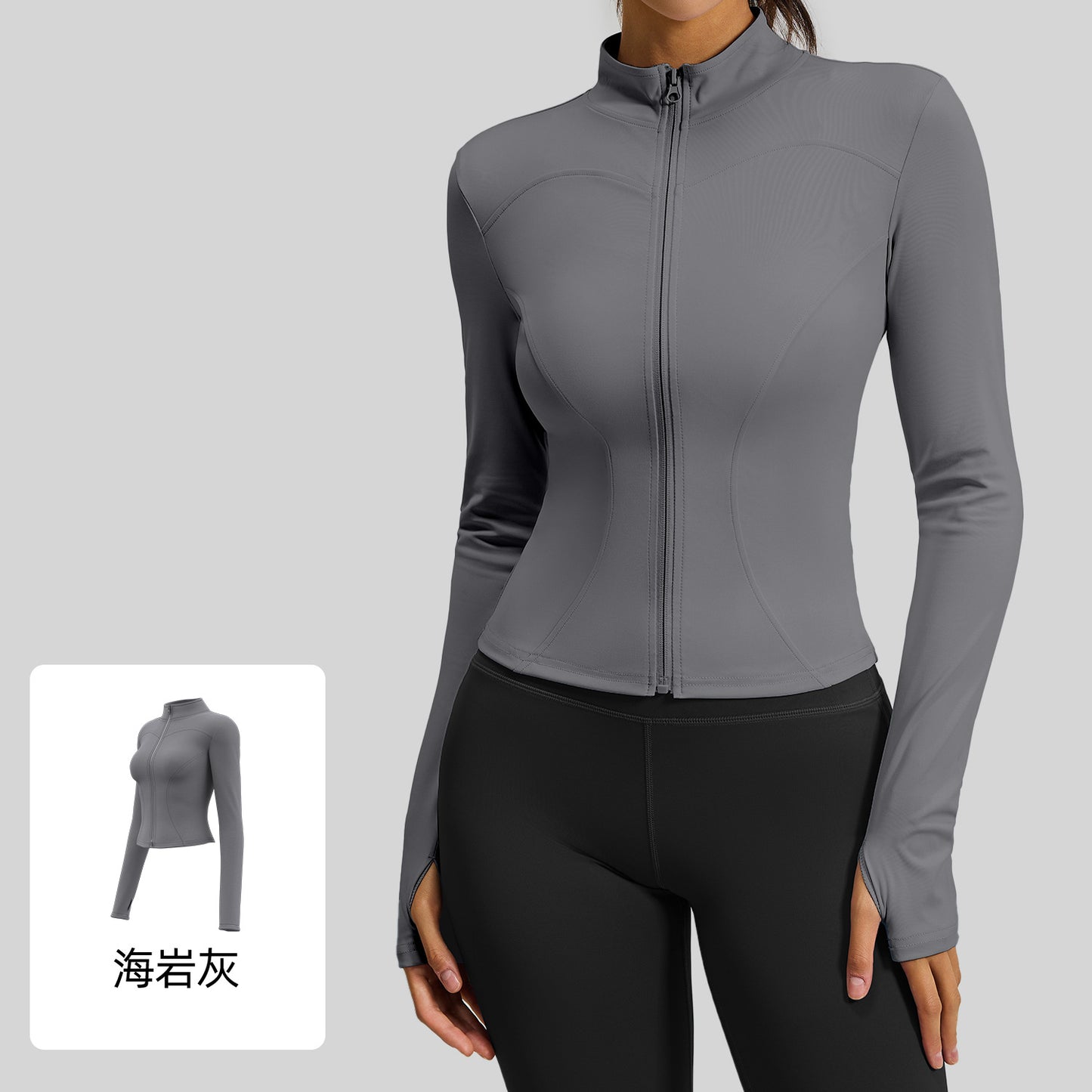 A yoga clothes top women slim and thin breathable running fitness jacket
