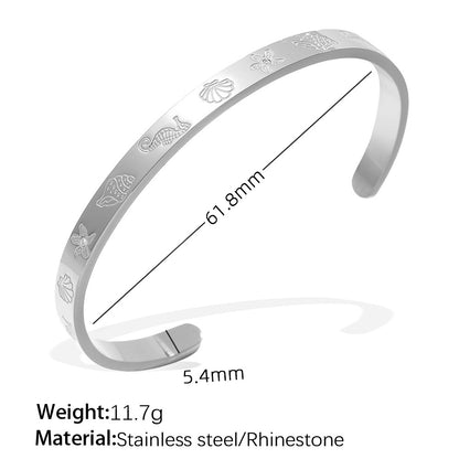 A cross-border European and American exaggerated personality versatile titanium steel inlaid zircon marine series stainless steel advanced sense opening bracelet