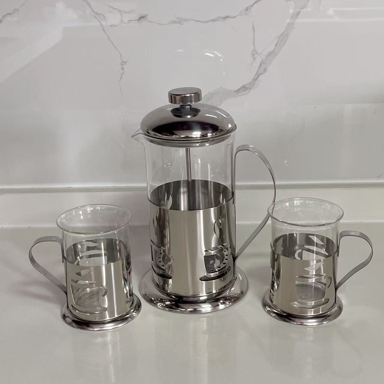 A Multifunctional French Press Pot Heat-resistant French Filter Press Pot Hand Brew Coffee Pot Household Stainless Steel Filter Tea Pot