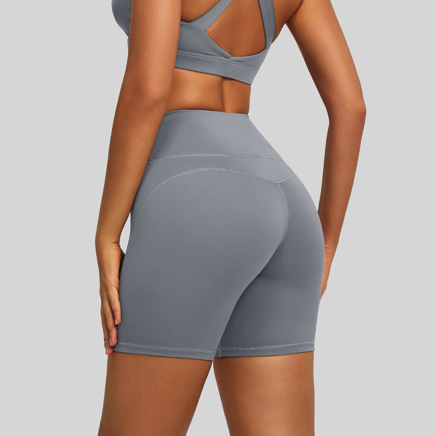 A Xia Wu T high waist hip lift tight nude five points yoga pants women's running sports fitness yoga shorts
