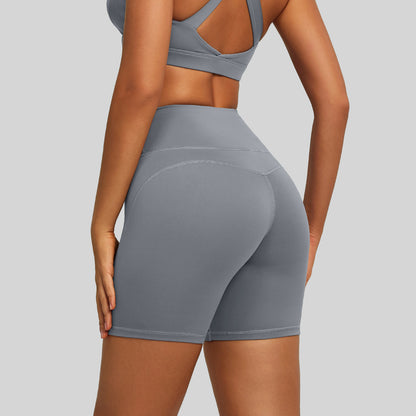 A Xia Wu T high waist hip lift tight nude five points yoga pants women's running sports fitness yoga shorts
