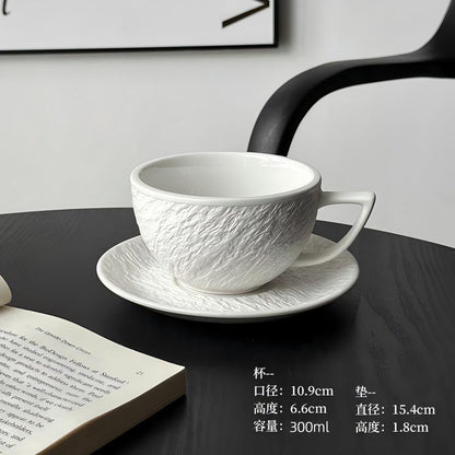 A retro stone coffee cup, premium sense, simple ceramic cup, exquisite latte latte flower cup, cappuccino mocha cup saucer