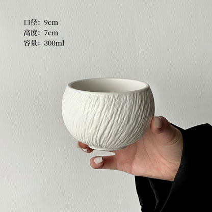 A retro egg-shaped cup frosted stone pattern ceramic cup latte coffee cup afternoon tea niche cappuccillola flower cup