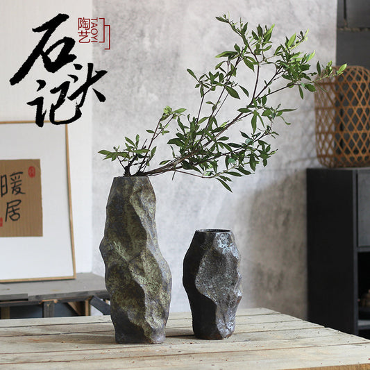 A retro creative ceramic vase special-shaped pottery pot dry branch wabi sanfeng B & B soft decoration hydroponic flower jar flower utensils