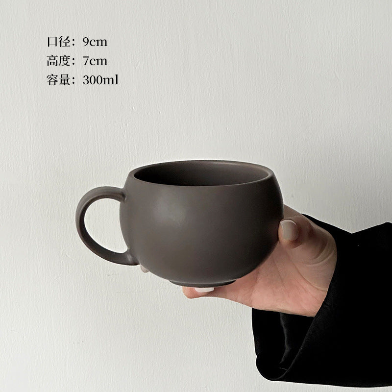 A retro egg-shaped cup frosted stone pattern ceramic cup latte coffee cup afternoon tea niche cappuccillola flower cup