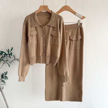 A women's knitted two-piece set