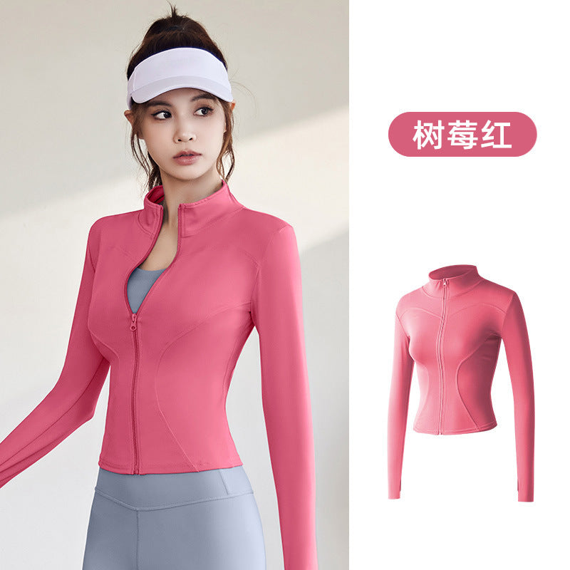 A Spring and Autumn Sports Jacket Long Sleeve Running Slim Fit High Elastic Fitness Yoga Clothing Top Jacket Women