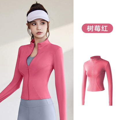 A Spring and Autumn Sports Jacket Long Sleeve Running Slim Fit High Elastic Fitness Yoga Clothing Top Jacket Women