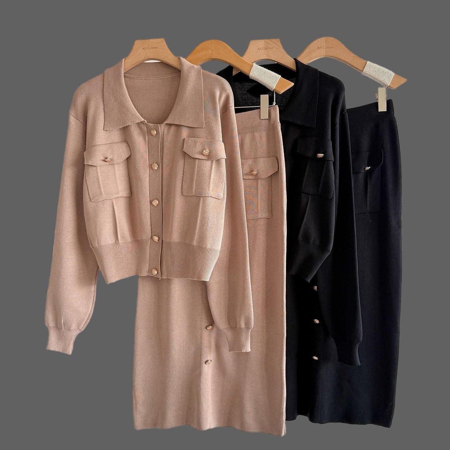A women's knitted two-piece set