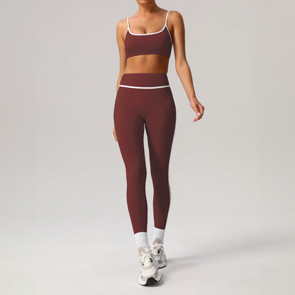 A sports suit women's contrasting colors, beautiful back, tight body, nude yoga suit, running fitness yoga suit