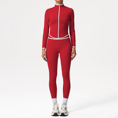 A sports suit women's contrasting colors, beautiful back, tight body, nude yoga suit, running fitness yoga suit